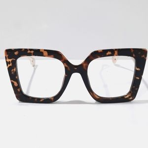 Women Oversized Square Glasses Clear Lens Print Frame